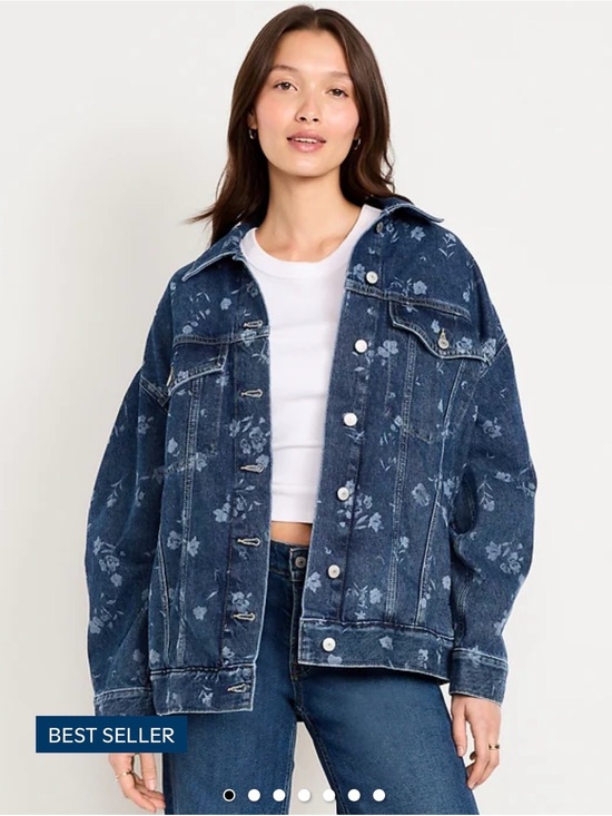 Old Navy Jackets & Blazers - Old Navy Oversized Floral Jean Trucker Jacket